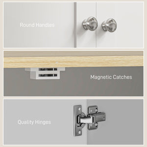 183 cm high storage cabinet with adjustable shelves, 4 doors, white