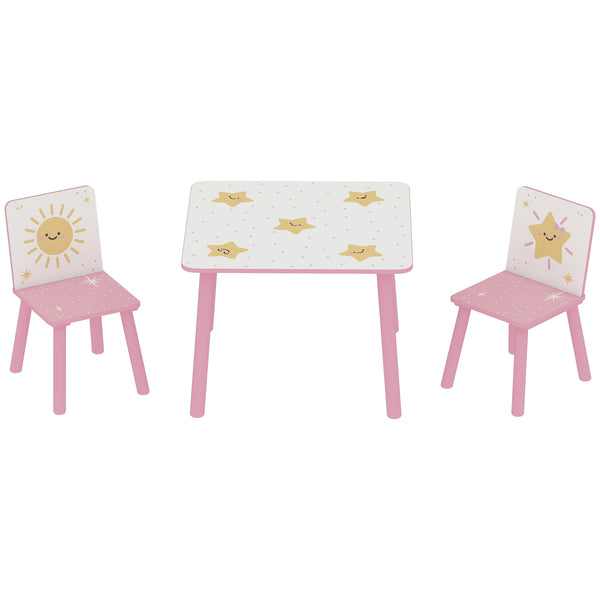 3-piece children's table and chair set, star pattern