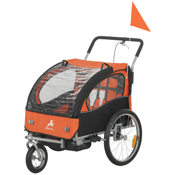 2-in-1 bike trailer with 5-point harness, orange
