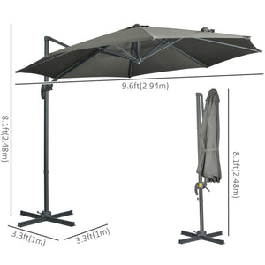 9.6-foot cantilever umbrella, grey