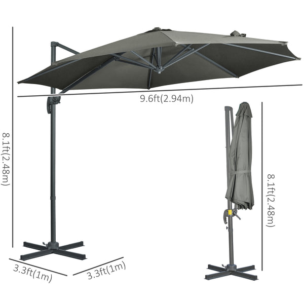 9.6-foot cantilever umbrella, grey