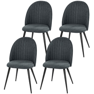 Set of 4 Modern Velvet Dining Chairs with Legs, Dark Grey