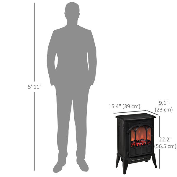 Black electric stove with adjustable brightness 750/1500 W