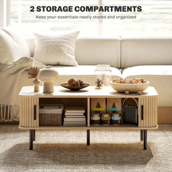 Nordic coffee table with storage in oak