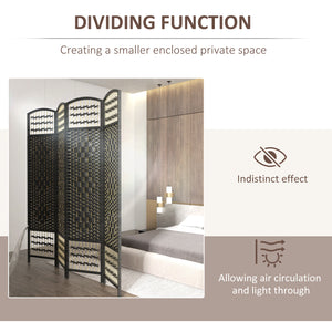 Portable 4-Panel Corrugated Fiber Room Divider, Black