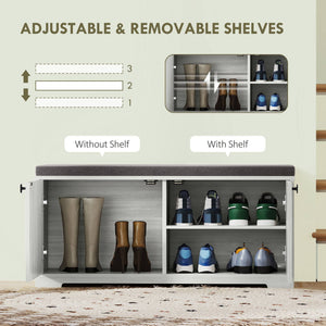 Shoe Storage Bench with Padded Seat, Shoe Organizer, 8 Pairs, Light Grey 