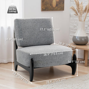 Occasional armchair with rubberwood frame, wide seat, grey