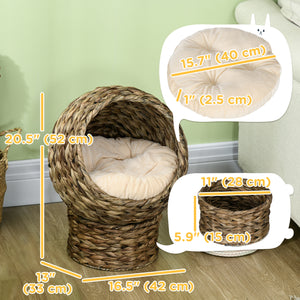 Wicker cat basket with cushion and stand