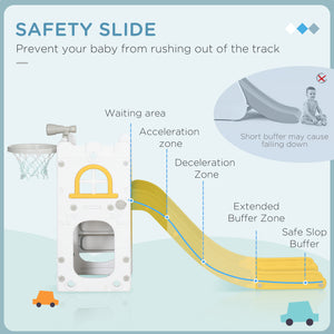 4-in-1 Toddler Slide with Yellow Basketball Hoop