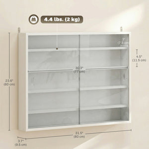 White 5-tier wall display cabinet, 31.5 in.