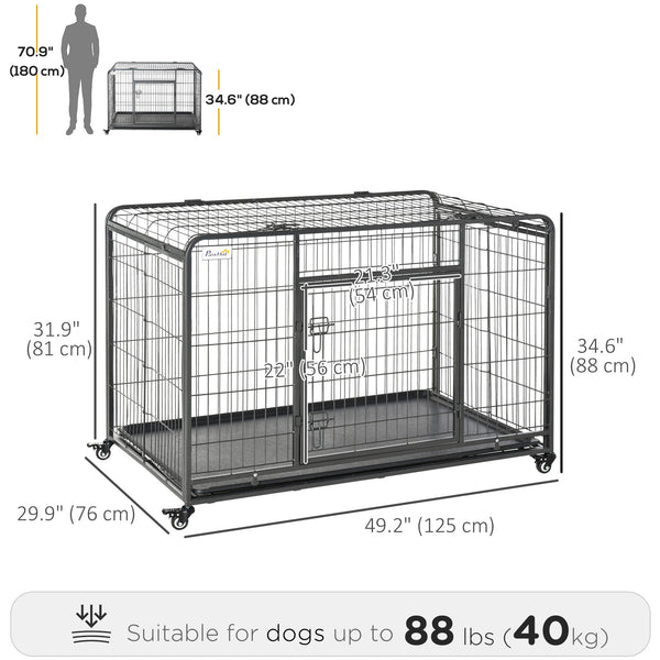 Heavy-duty foldable crate with double door, lockable casters and tray
