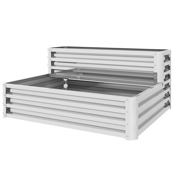 Galvanized 2-tier raised planter, silver