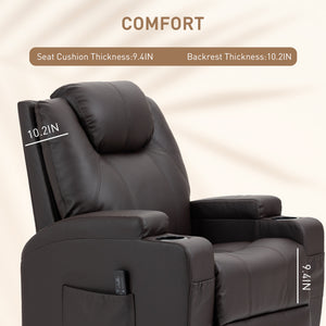 Massage chair with 8 vibration points, swivel rocker recliner, brown