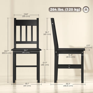 Black pine dining chairs, set of 2