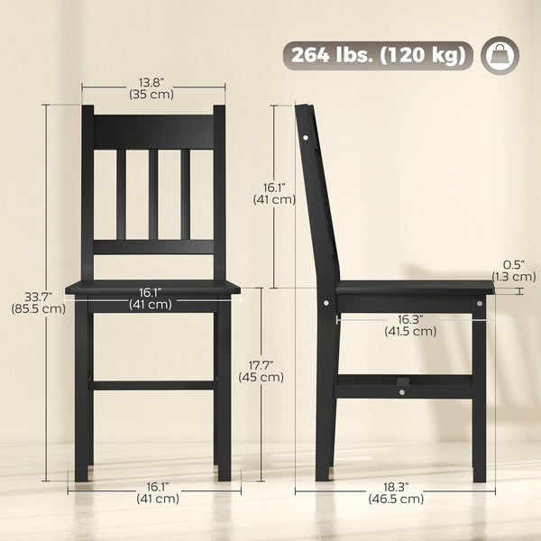Black pine dining chairs, set of 2