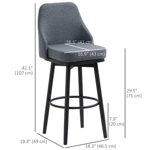 Set of 2 bar stools, anthracite grey