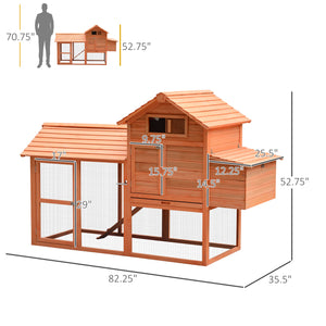 Wooden chicken coop, hutch, poultry cage, garden enclosure with kennel
