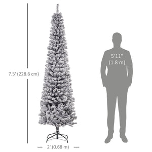 7.5 foot frosted pencil shaped Christmas tree