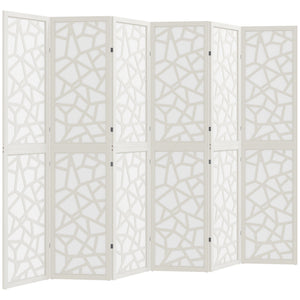 6-panel folding screen, 1.70 m, lightweight, geometric pattern, white