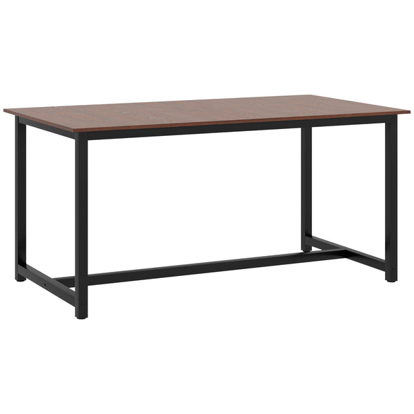 Folding Dining Table for 4-6 People with Steel Frame, Brown Wood Grain