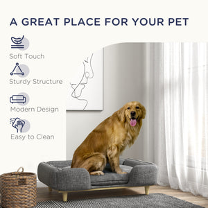 Washable Raised Dog Sofa for Large Dogs with Non-Slip Pads, Dark Grey