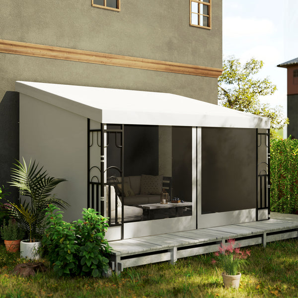 Wall-mounted pergola 10 x 13 with 2 curtains and 2 mosquito nets, UV resistant, beige