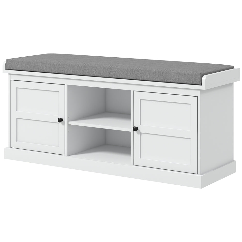 Entrance bench with 2 cabinets, white