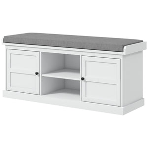 Entrance bench with 2 cabinets, white