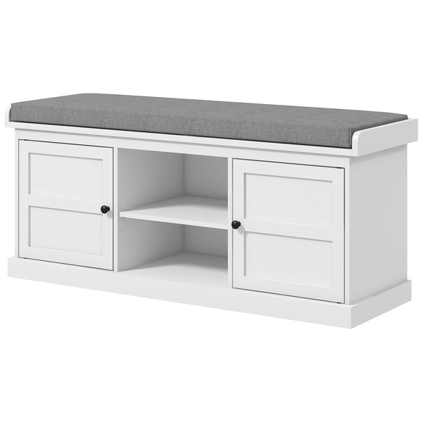 Entrance bench with 2 cabinets, white