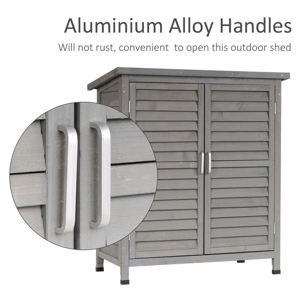 Wooden garden shed with 2 doors, grey