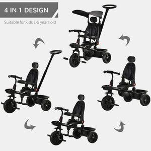 4 in 1 Kids Tricycle with Reversible Angle Adjustable Seat, Black
