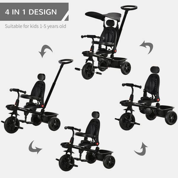 4 in 1 Kids Tricycle with Reversible Angle Adjustable Seat, Black