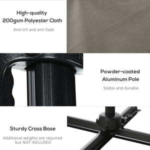 8-foot square cantilever parasol with 360° rotation, made of aluminum, light grey