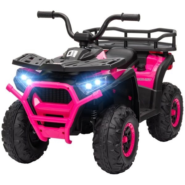 Kids ATV, 12V Battery Powered Electric Toy with Spring Suspension, Storage Basket, High &amp; Low Speed, Pink
