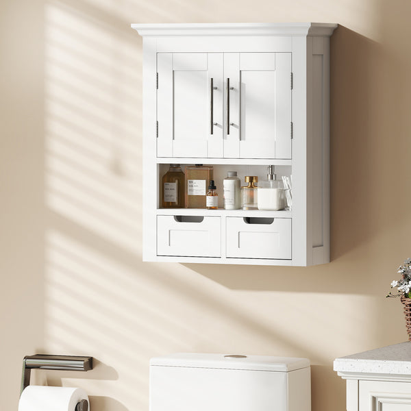 Bathroom wall cabinet with shelf, white