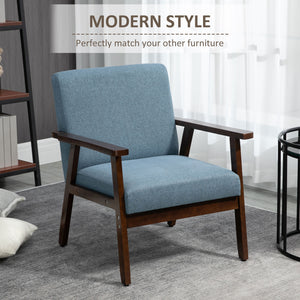 Accent chairs with linen upholstered seat, blue