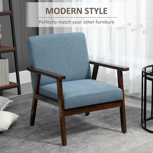 Accent chairs with linen upholstered seat, blue