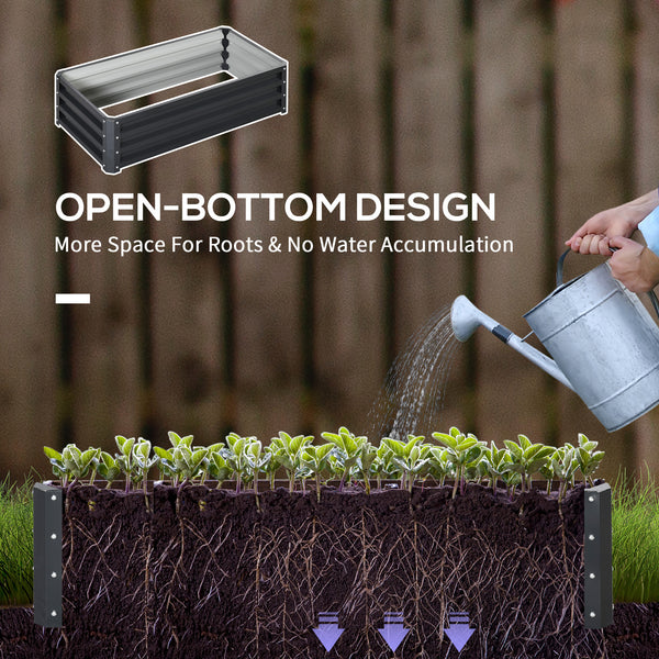 Set of 2 grey galvanized raised planters 
