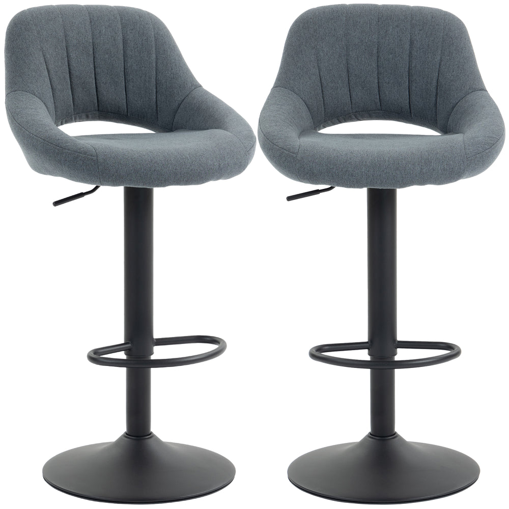 Adjustable swivel bar stools, dark gray, set of 2