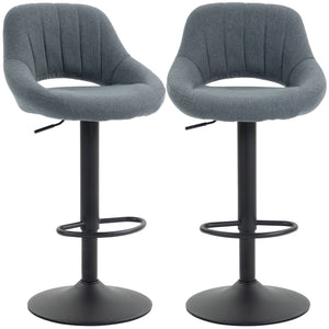 Adjustable swivel bar stools, dark gray, set of 2