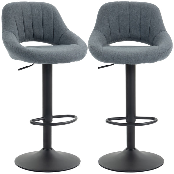 Adjustable swivel bar stools, dark gray, set of 2