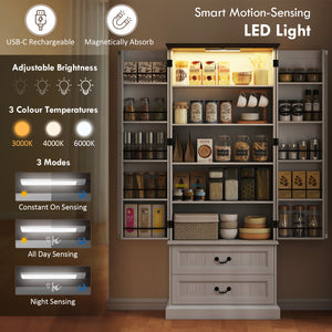 Sideboard with 10 door shelves, 2 drawers and adjustable shelves, white