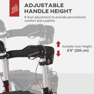 Lightweight folding walker with large red seat