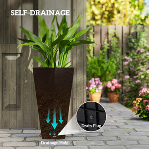 Set of 3 plastic garden planters, brown