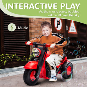 Toddler Motorcycle with Music and Bubbles, Red