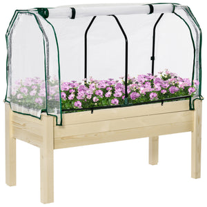 Raised planter with PE liner, natural color