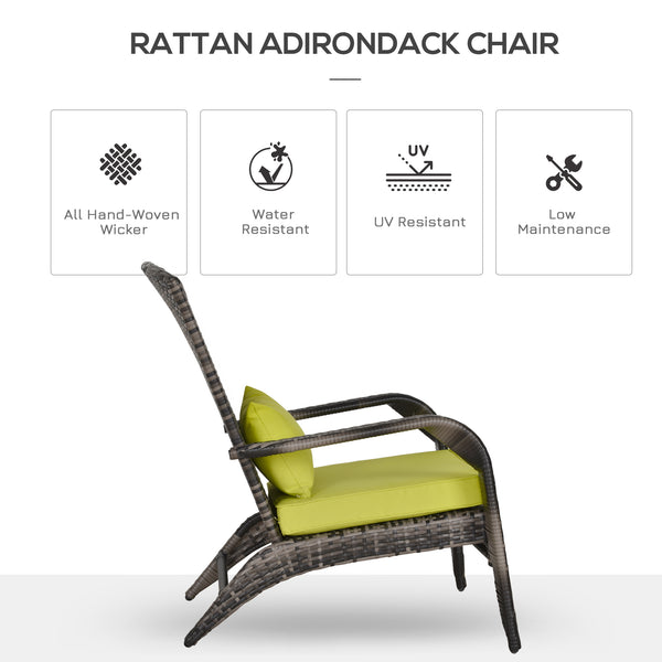 Adirondack chair in woven resin with soft cushions, green