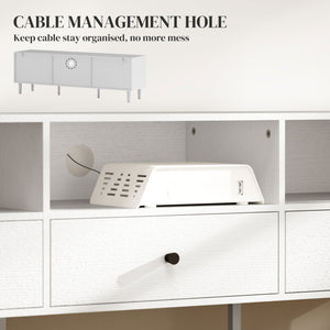 TV stand up to 75 inches with 3 storage shelves and 3 drawers, white