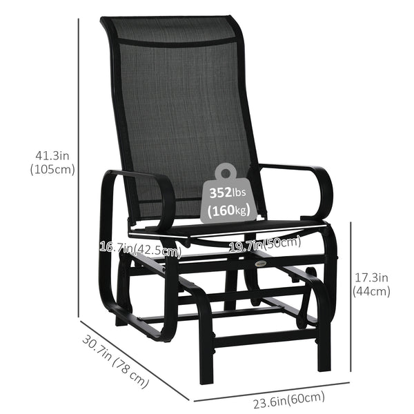 Rocking chair in breathable mesh fabric, black