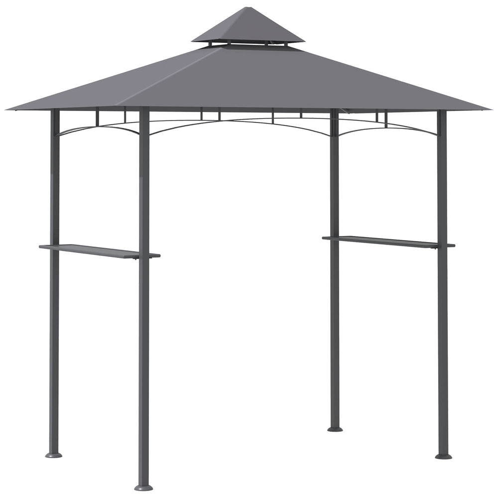 Gazebo for barbecue with double roof, grey